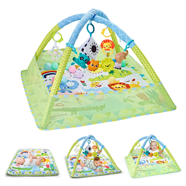 Create a fun and engaging space for your newborn with our Multifunctional Baby Gym and Play Mat! Designed to encourage visual and motor development, this baby gym features colorful hanging pendants that capture your baby's attention. Whether they’re lying down, sitting, or playing on their tummy, your Little One will love reaching for the pendants, developing their curiosity and hand-eye coordination.