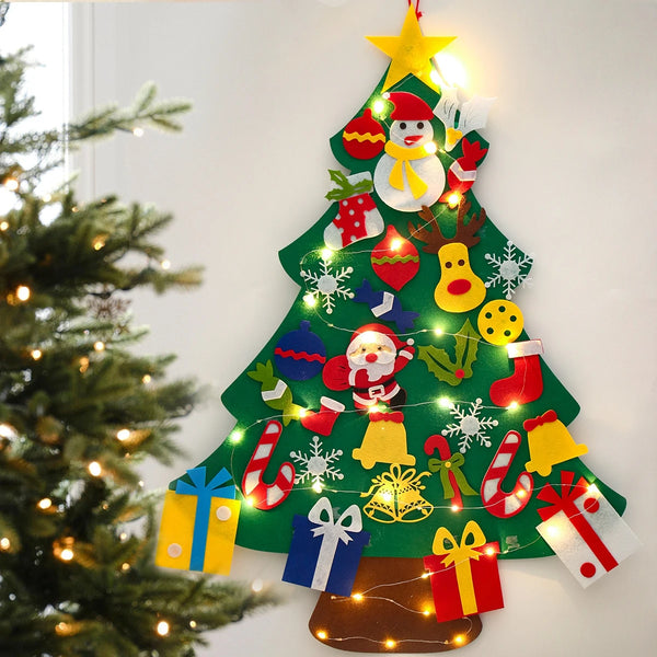 Bring the holiday spirit home with our DIY Felt Christmas Tree with Light! This interactive christmas tree allows kids and adults alike to decorate, redecorate, and enjoy creating their own festive designs. Featuring detachable ornaments and warm lights, this felt tree is the perfect christmas toy for children to practice creativity, and it adds a unique decorative touch to your holiday decor. 