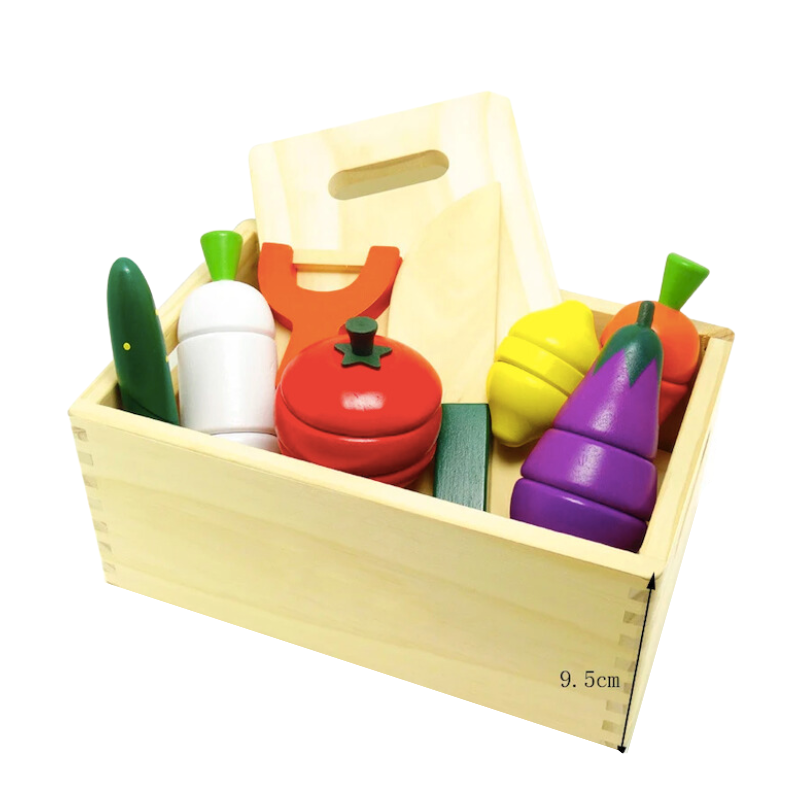 Let your child explore the joy of cooking with our Simulation Kitchen Pretend Toy! This beautifully crafted kitchen play set features vibrant fruits and vegetables that can be "cut" and reassembled, helping children improve their fine motor skills while engaging in creative, hands-on play. Made from high-quality, non-toxic wood and painted with eco-friendly water-based paints, this Montessori toy is safe for your Little Ones and designed to enhance hand-eye coordination and cognitive development.