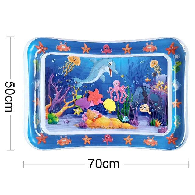 Give your baby the ultimate tummy time experience with our Baby Water Play Mat! Designed to strengthen head, neck, and shoulder muscles, this engaging baby mat features colorful foam fish inside for endless tactile and visual stimulation. Made from durable PVC, this inflatable water mat is safe, leak-proof, and perfect for promoting sensory development and motor skills.