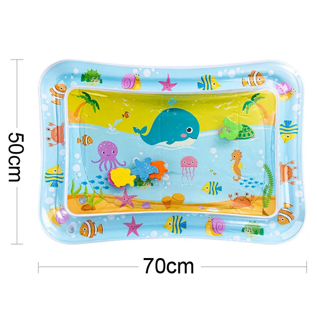 Give your baby the ultimate tummy time experience with our Baby Water Play Mat! Designed to strengthen head, neck, and shoulder muscles, this engaging baby mat features colorful foam fish inside for endless tactile and visual stimulation. Made from durable PVC, this inflatable water mat is safe, leak-proof, and perfect for promoting sensory development and motor skills.